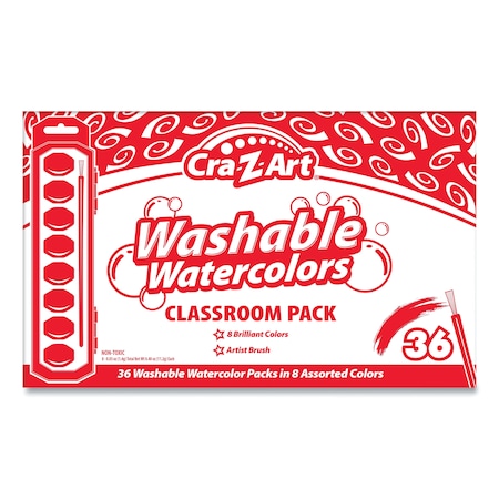 Cra-Z-Art Washable Watercolor Kit, 8 Assorted Colors, 1 oz Palette Tray, PK36 24011